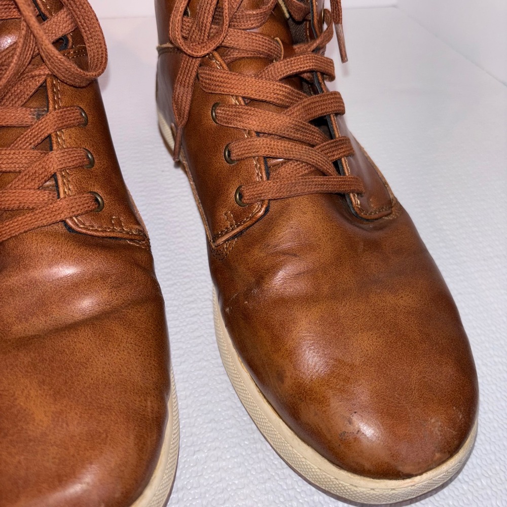 Levis Mens Brown Faux Leather High Top Casual Lace Up Sneakers US 12 - Picture 2 of 7